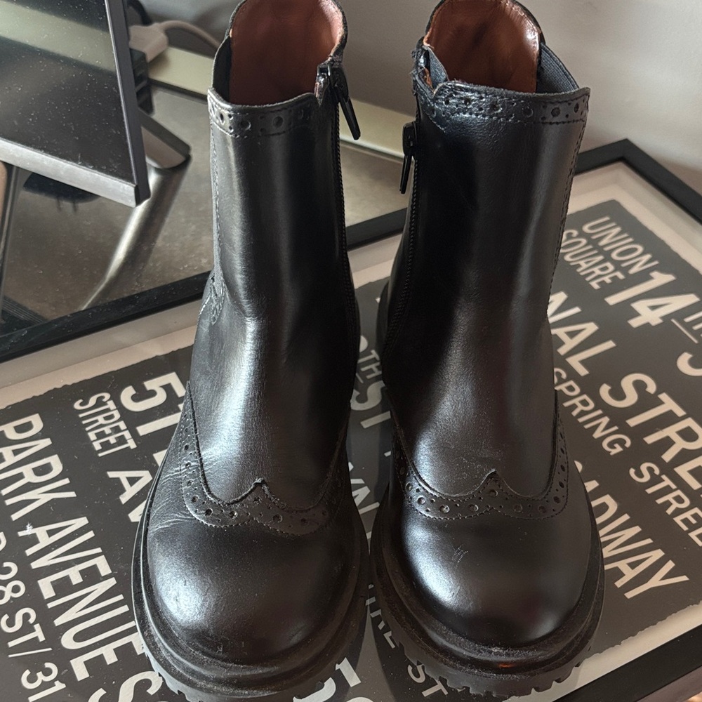 Zara Kids Black Leather Boots